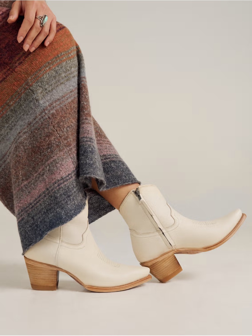 Tecovas The Daisy Bone Leather Western Zip Booties Women’s 10B